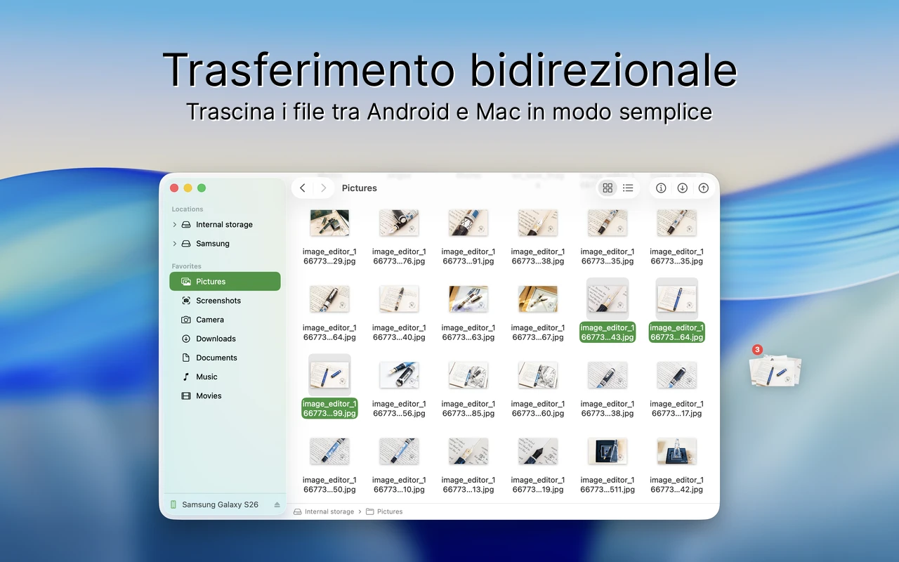 Interfaccia Findroid - Trasferimento file
